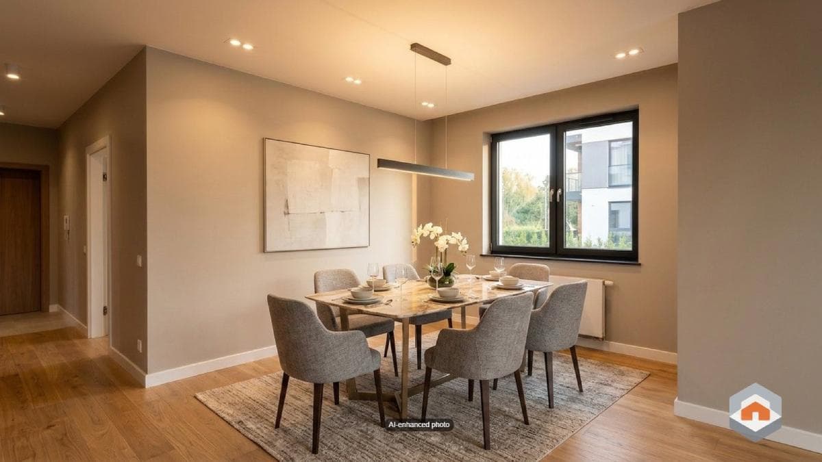 AI virtual staging download settings with brand watermark and AI-use disclaimer